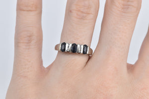 14K Natural Oval Sapphire Diamond Statement Ring White Gold
