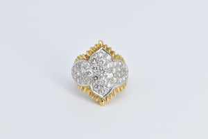 18K 1.50 Ctw Diamond Arabesque Cluster Statement Ring Yellow Gold