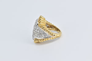 18K 1.50 Ctw Diamond Arabesque Cluster Statement Ring Yellow Gold