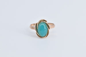 18K Vintage Oval Green Chalcedony Cocktail Ring Rose Gold