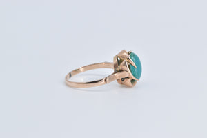 18K Vintage Oval Green Chalcedony Cocktail Ring Rose Gold