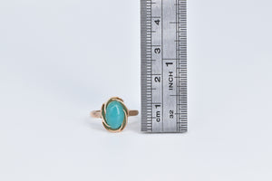 18K Vintage Oval Green Chalcedony Cocktail Ring Rose Gold