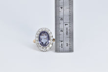 Load image into Gallery viewer, 14K 5.75 Ctw Oval Syn Sapphire Diamond Halo Ring Yellow Gold