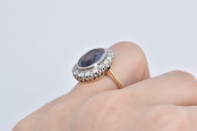 Load image into Gallery viewer, 14K 5.75 Ctw Oval Syn Sapphire Diamond Halo Ring Yellow Gold