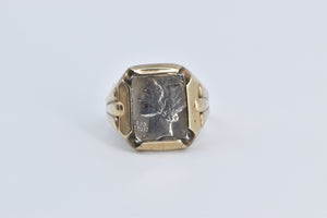 10K 0.900 Silver Mercury Dime Vintage Statement Ring Yellow Gold