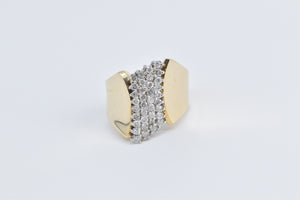 14K 0.50 Ctw Diamond Vintage Curved Cluster Ring Yellow Gold