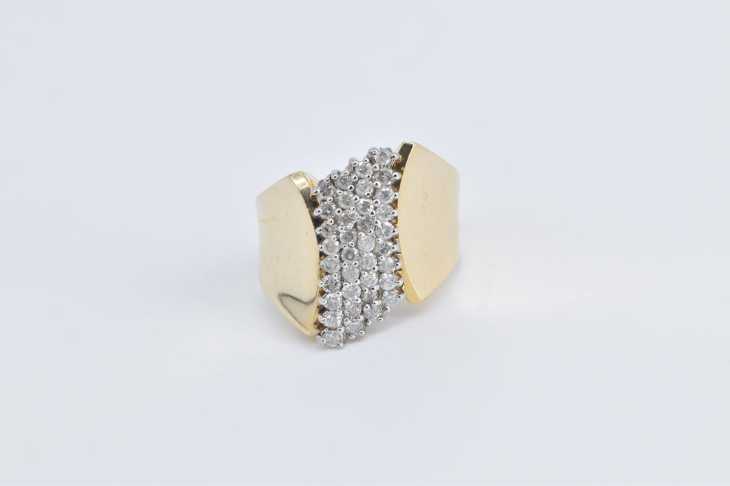 14K 0.50 Ctw Diamond Vintage Curved Cluster Ring Yellow Gold
