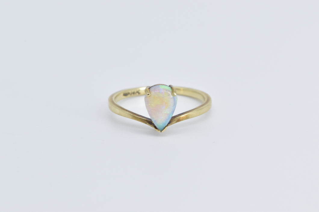 14K Pear Tear Drop Opal Vintage Fashion Ring Yellow Gold