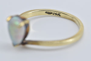 14K Pear Tear Drop Opal Vintage Fashion Ring Yellow Gold