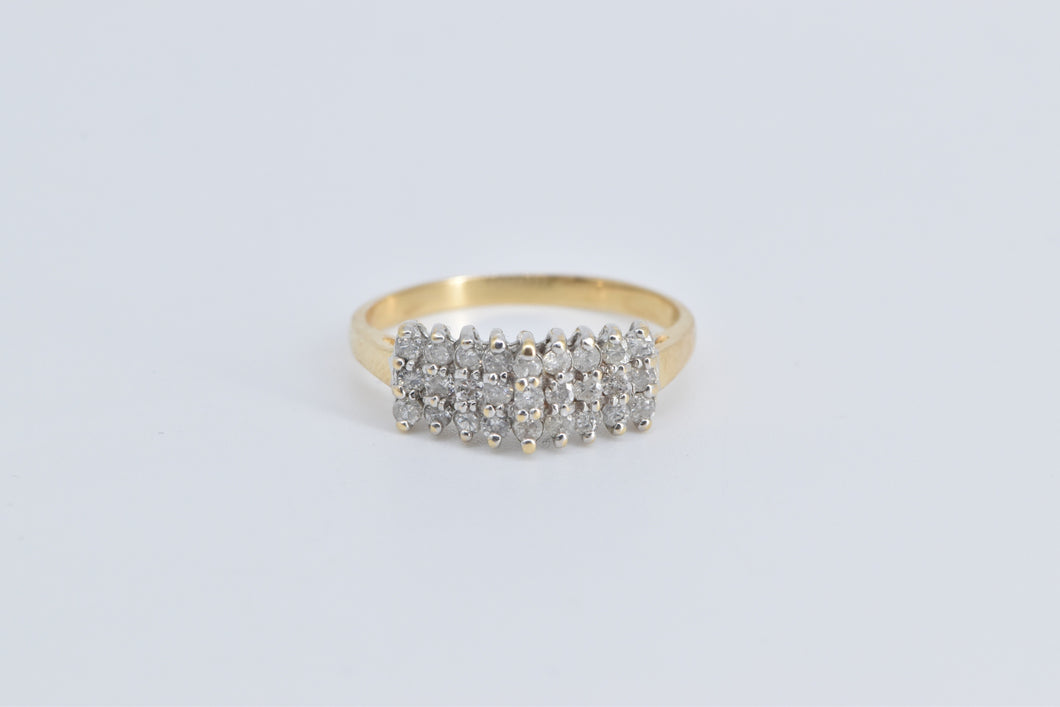 14K 0.30 Ctw Diamond Squared Cluster Statement Ring Yellow Gold