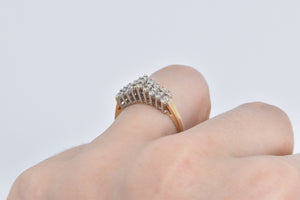 14K 0.30 Ctw Diamond Squared Cluster Statement Ring Yellow Gold