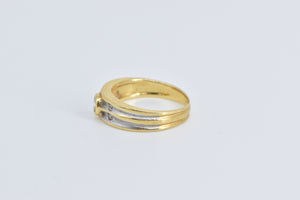18K Natural Diamond Two Tone Classic Fashion Ring Yellow Gold