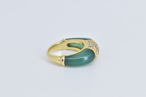 18K 0.50 Ctw Diamond Carved Green Carnelian Ring Yellow Gold
