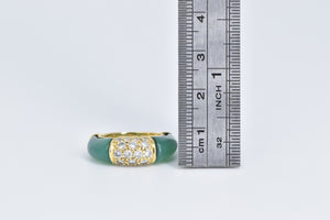 18K 0.50 Ctw Diamond Carved Green Carnelian Ring Yellow Gold