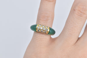 18K 0.50 Ctw Diamond Carved Green Carnelian Ring Yellow Gold