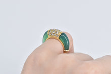 Load image into Gallery viewer, 18K 0.50 Ctw Diamond Carved Green Carnelian Ring Yellow Gold