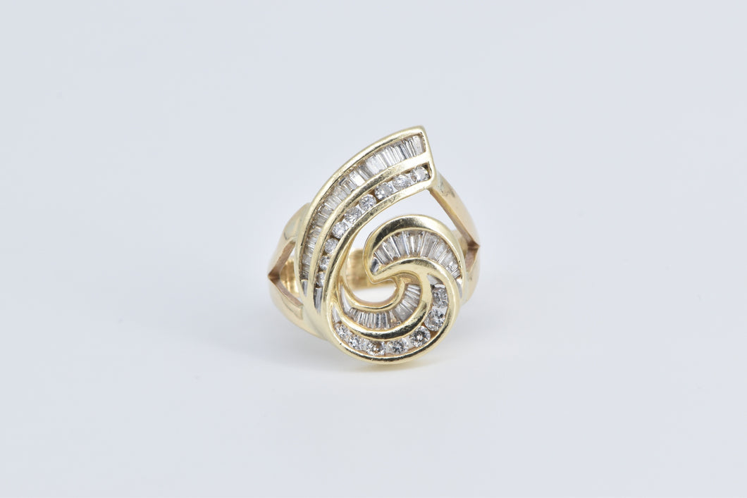 14K 1.90 Ctw Baguette & Round Diamond Loop Ring Yellow Gold
