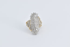 14K 2.00 Ctw Vintage Diamond Wavy Cluster Ring Yellow Gold