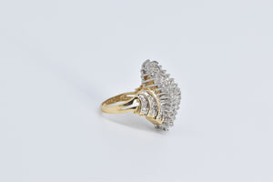 14K 2.00 Ctw Vintage Diamond Wavy Cluster Ring Yellow Gold