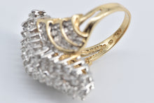Load image into Gallery viewer, 14K 2.00 Ctw Vintage Diamond Wavy Cluster Ring Yellow Gold