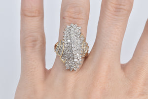 14K 2.00 Ctw Vintage Diamond Wavy Cluster Ring Yellow Gold