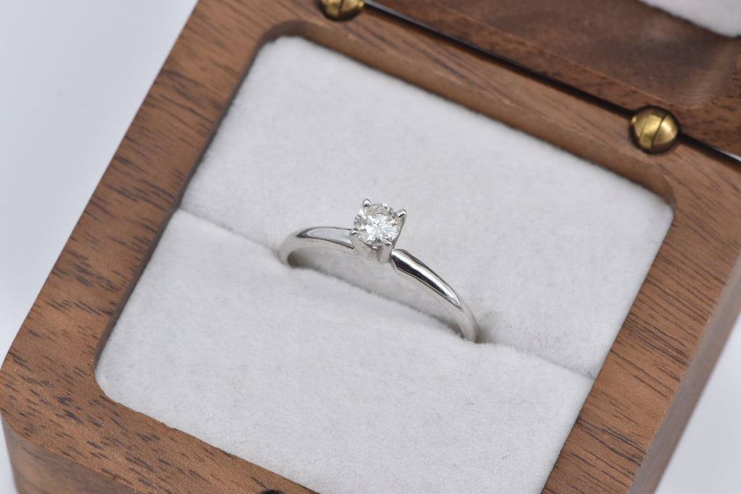 14K 0.25 Ct Natural Diamond Solitaire Engagement Ring White Gold