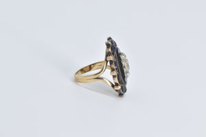 10K 0.30 Ctw Diamond Black Onyx Mourning Ring Yellow Gold