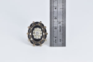 10K 0.30 Ctw Diamond Black Onyx Mourning Ring Yellow Gold