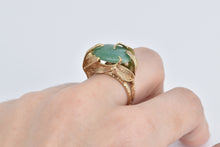 Load image into Gallery viewer, 14K Vintage Aventurine Leaf Cocktail Statement Ring Yellow Gold