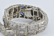 Load image into Gallery viewer, 14K 1.30Ctw OEC Nat Diamond Syn Sapphire Filigree Bracelet 6.5&quot; White Gold