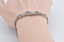 Load image into Gallery viewer, 14K 1.30Ctw OEC Nat Diamond Syn Sapphire Filigree Bracelet 6.5&quot; White Gold
