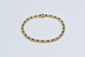 10K 2.50 Ctw Natural White Blue Sapphire Tennis Bracelet 7.25" Yellow Gold