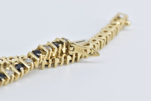 10K 2.50 Ctw Natural White Blue Sapphire Tennis Bracelet 7.25" Yellow Gold