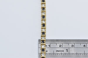 10K 2.50 Ctw Natural White Blue Sapphire Tennis Bracelet 7.25" Yellow Gold