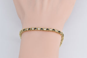 10K 2.50 Ctw Natural White Blue Sapphire Tennis Bracelet 7.25" Yellow Gold