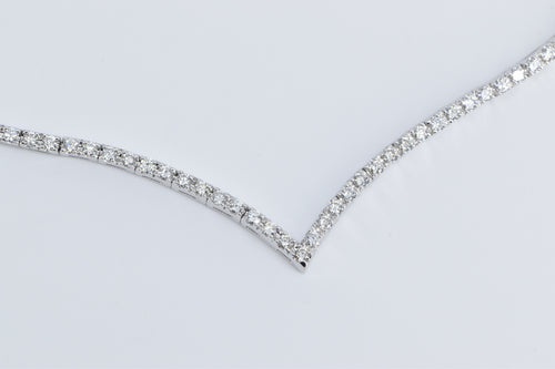 14K 2.25 Ctw Natural Diamond Chevron Tennis Necklace 17