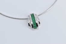 Load image into Gallery viewer, 14K 1.50 Ctw Baguette Emerald Diamond Cocoon Necklace 16&quot; White Gold