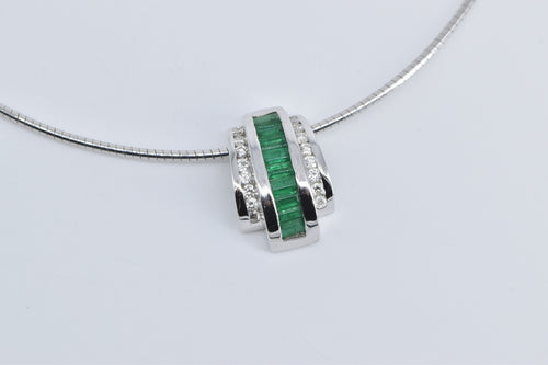 14K 1.50 Ctw Baguette Emerald Diamond Cocoon Necklace 16