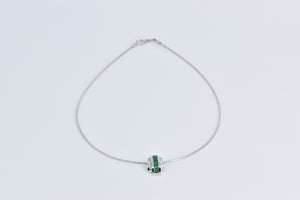 14K 1.50 Ctw Baguette Emerald Diamond Cocoon Necklace 16" White Gold