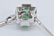 Load image into Gallery viewer, 14K 1.50 Ctw Baguette Emerald Diamond Cocoon Necklace 16&quot; White Gold