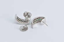 Load image into Gallery viewer, 14K 2.15 Ctw Baguette Emerald Diamond Curved Earrings White Gold