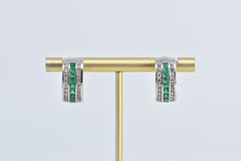 Load image into Gallery viewer, 14K 2.15 Ctw Baguette Emerald Diamond Curved Earrings White Gold