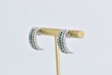 Load image into Gallery viewer, 14K 2.15 Ctw Baguette Emerald Diamond Curved Earrings White Gold