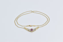 Load image into Gallery viewer, 10K 0.89 Ctw Pear Ruby Diamond Halo Chevron Necklace 17&quot; Yellow Gold