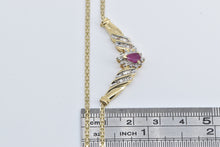 Load image into Gallery viewer, 10K 0.89 Ctw Pear Ruby Diamond Halo Chevron Necklace 17&quot; Yellow Gold