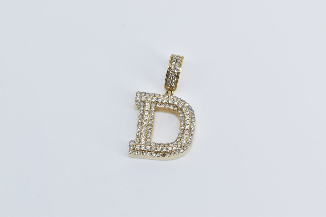 10K 0.75 Ctw D Diamond Encrusted Monogram Initial Pendant Yellow Gold