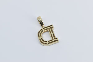 10K 0.75 Ctw D Diamond Encrusted Monogram Initial Pendant Yellow Gold