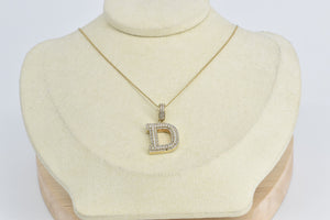 10K 0.75 Ctw D Diamond Encrusted Monogram Initial Pendant Yellow Gold