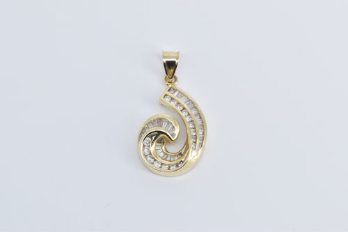 14K 1.90 Ctw Baguette Natural Diamond Curved Pendant Yellow Gold