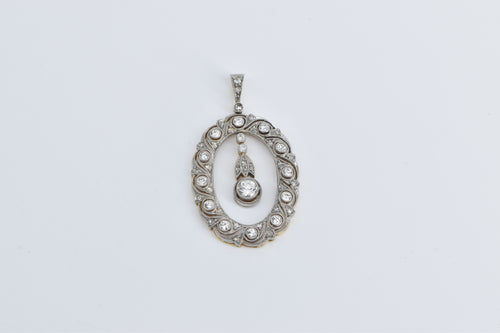 18K 0.75 Ctw Natural Diamond Encrusted Oval Pendant Yellow Gold